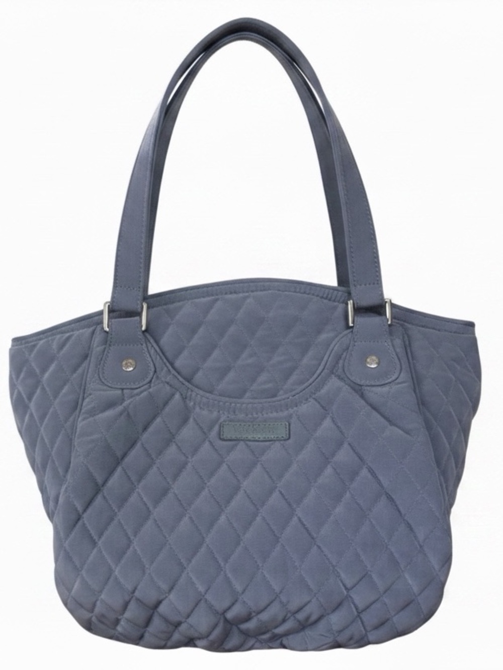 Vera Bradley Glenna Tote Gray Microfiber Quilted Shoulder Bag Double Side Pocket